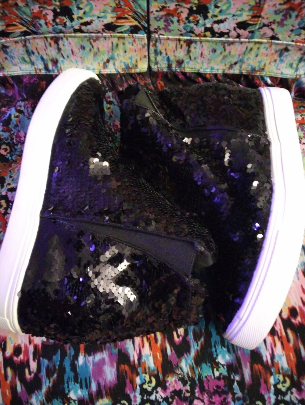 Cape Robbin GB22 Sequin High Top Hidden Wedge Sneakers